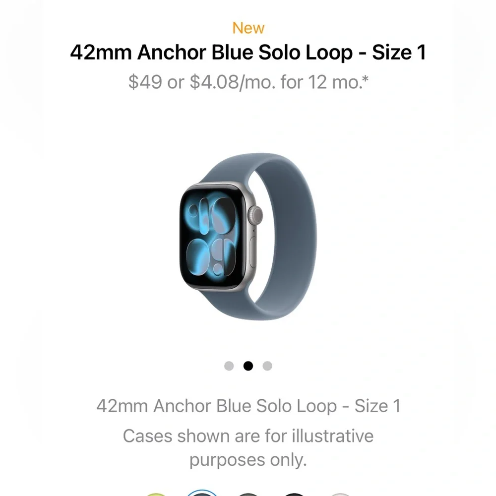 Apple Watch Anchor Blue Solo Loop Band Size 7 Sport Silicone OEM Gift